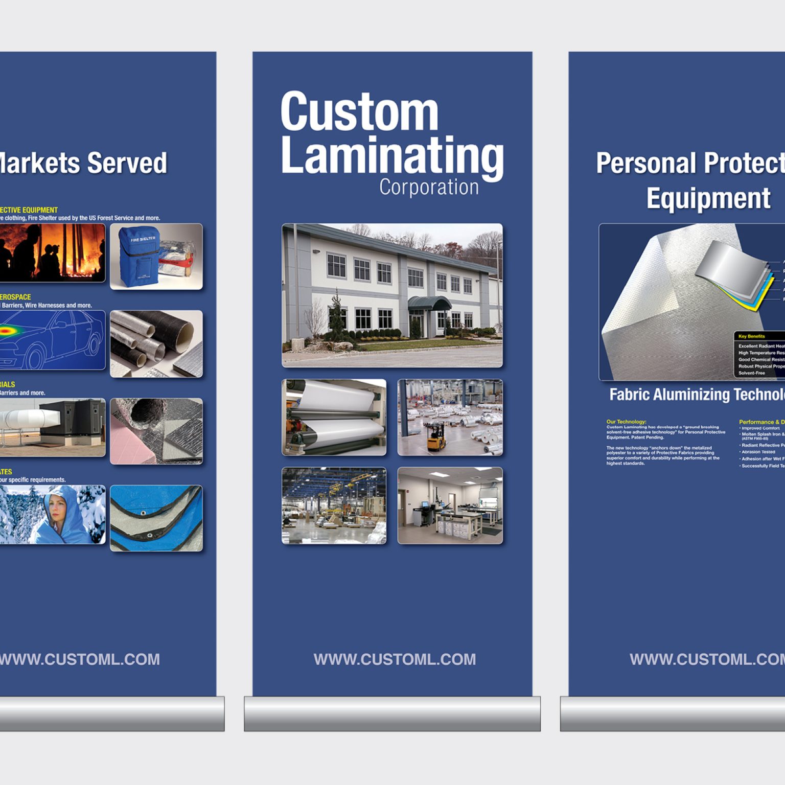 Marketing trade show banners for Custom Laminating Corporation