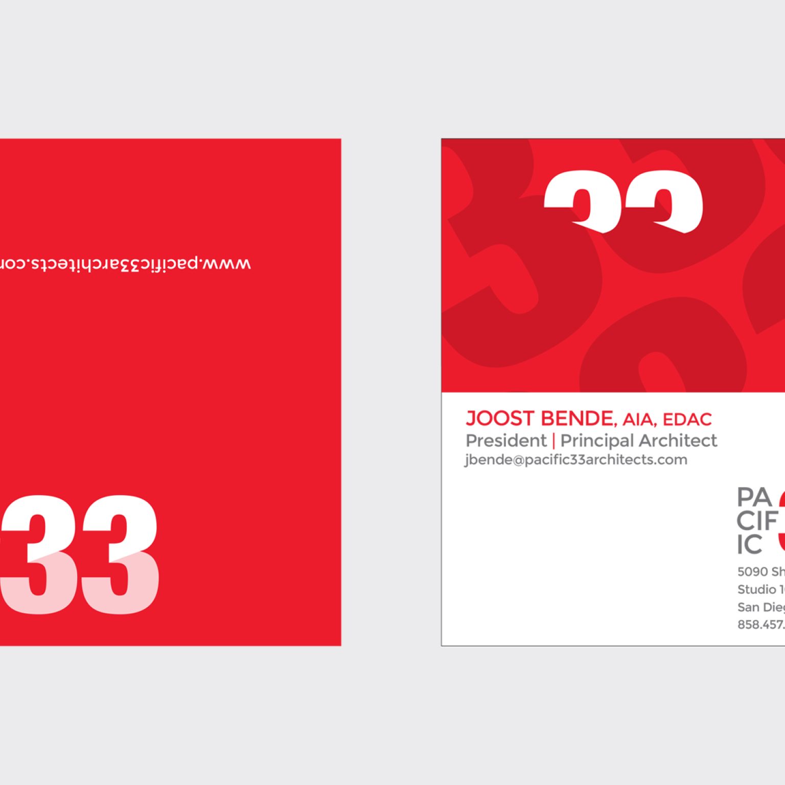 Business card design for Pacific 33
