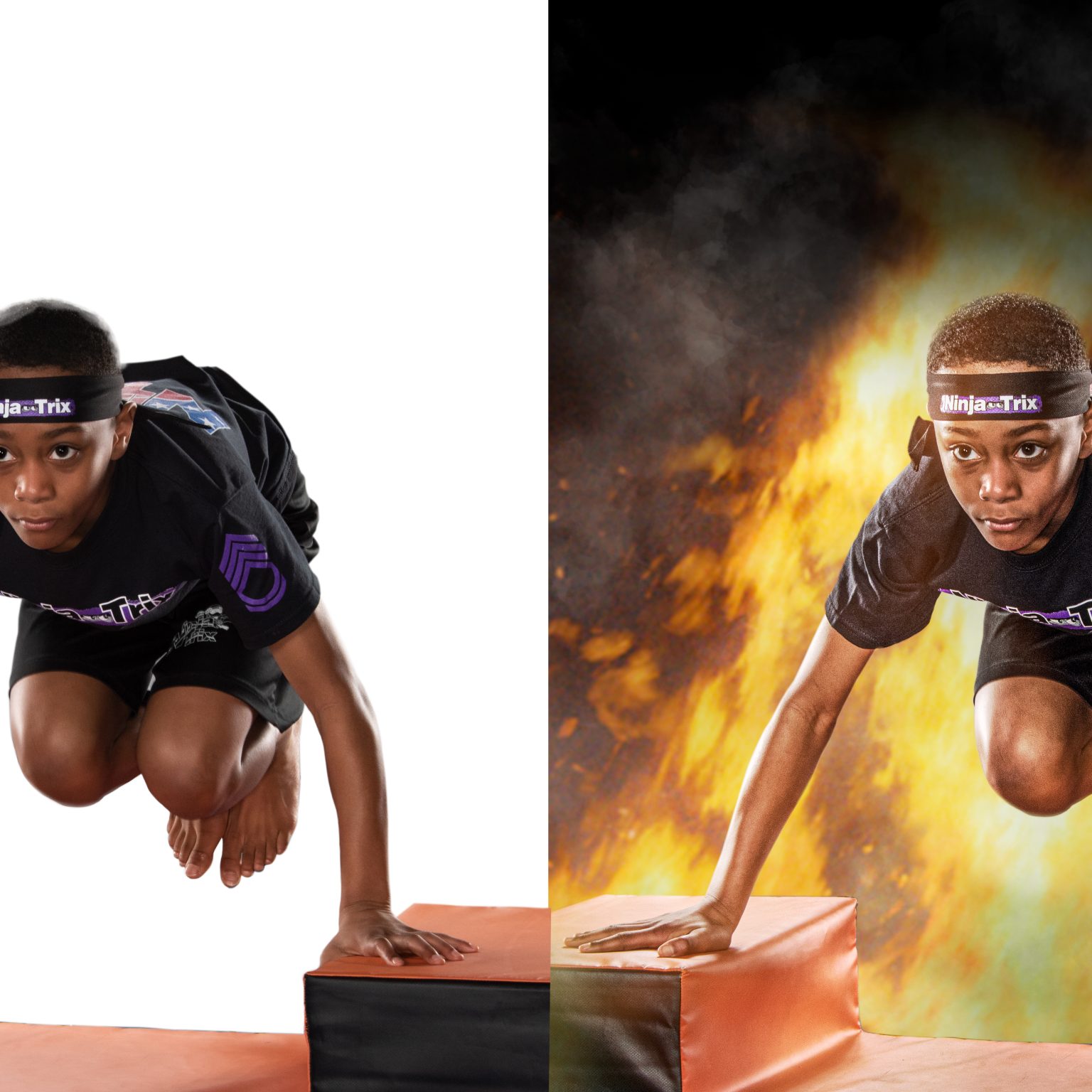 Before and after Ninjatrix jumping boy