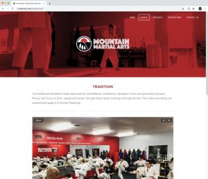 Web design for Mountain Martial Arts